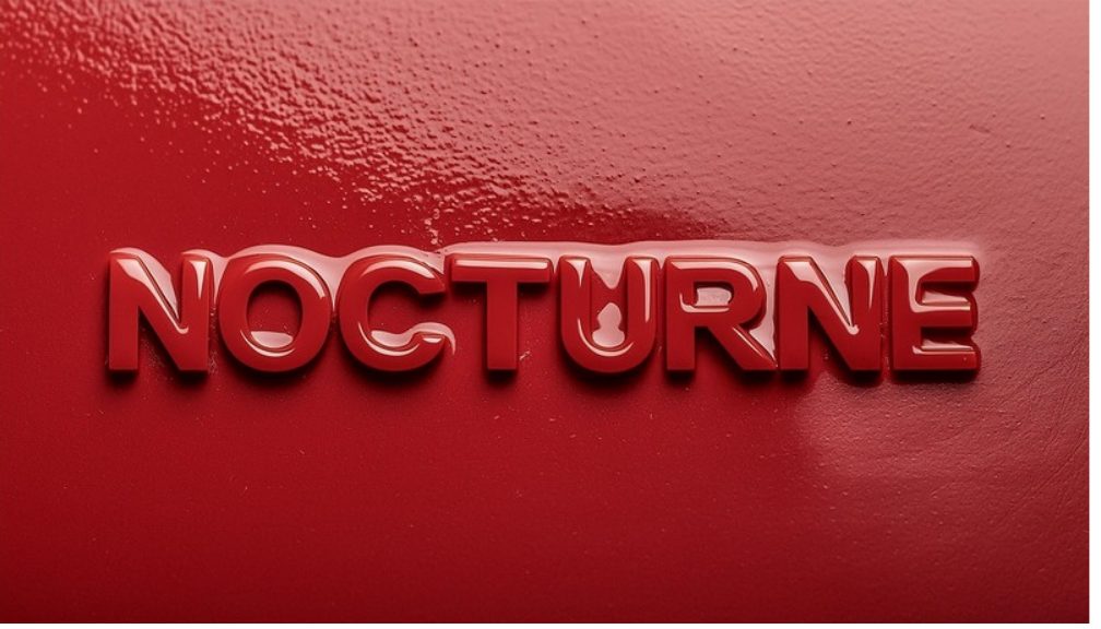 Nocturne wordmark embossed in red